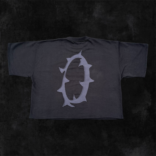 Throned Cropped Tee - Black