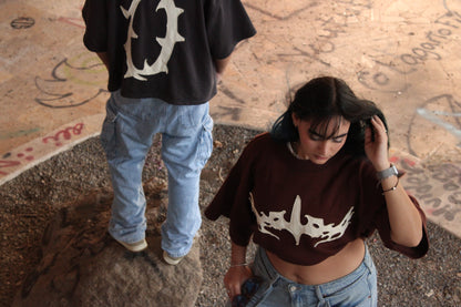 Thorned Cropped Tee - Brown