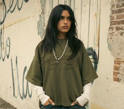 Throned Cropped Tee - Green